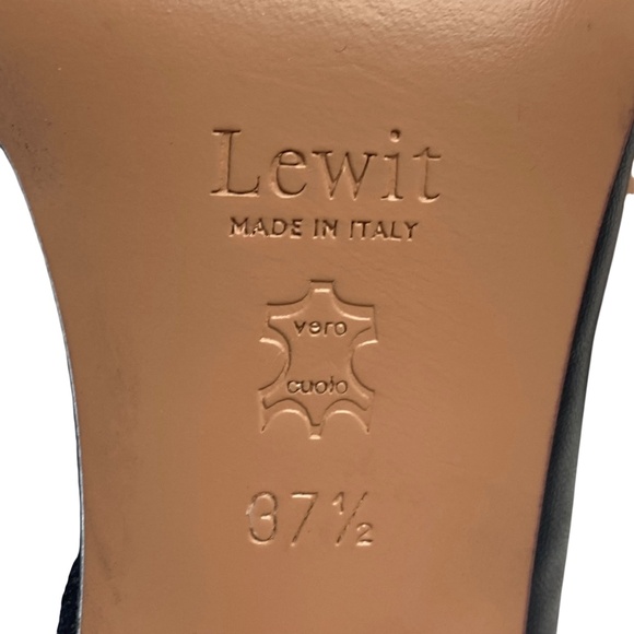 LEWIT Marta Slingback Heeled Pump Leather Black Pointed Toe EU 37.5 US 7/7.5 - Picture 7 of 8